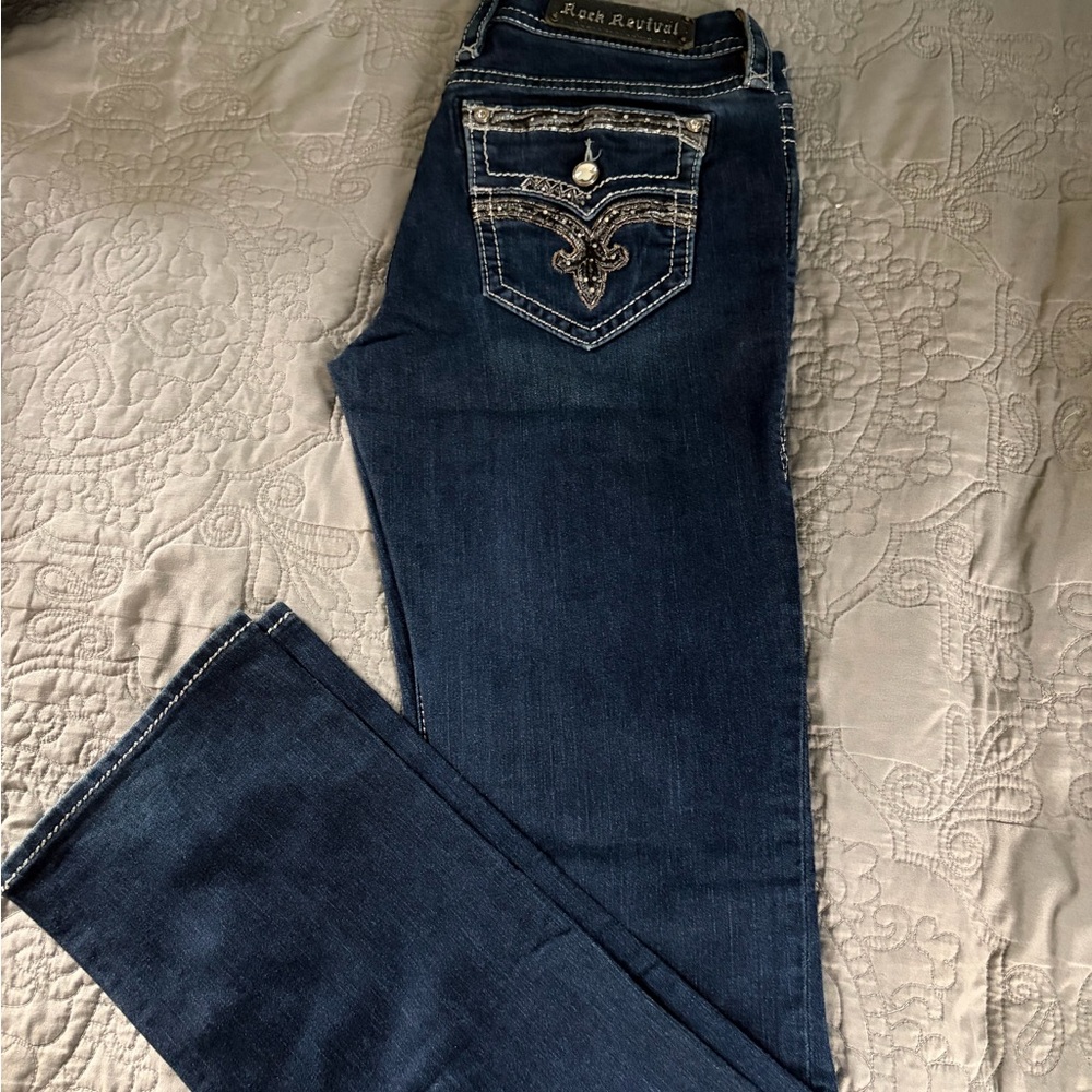 Rock Revival Dark Blue Straight Leg Jeans